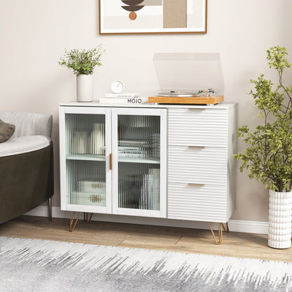 Modern Sideboard Buffet Cabinet with 2 Doors and 3 Drawers for Living Room Dining Room, White Sideboards Cabinets & Buffets at Gallery Canada