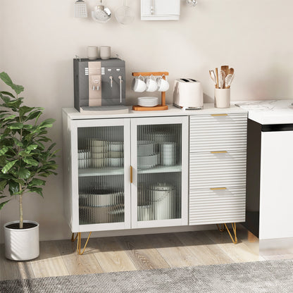 Modern Sideboard Buffet Cabinet with 2 Doors and 3 Drawers for Living Room Dining Room, White Sideboards Cabinets & Buffets at Gallery Canada