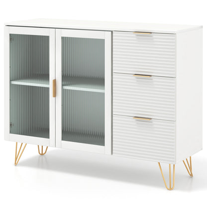 Modern Sideboard Buffet Cabinet, 2 Doors 3 Drawers, Living Dining Room, White Sideboards Cabinets & Buffets White at Gallery Canada