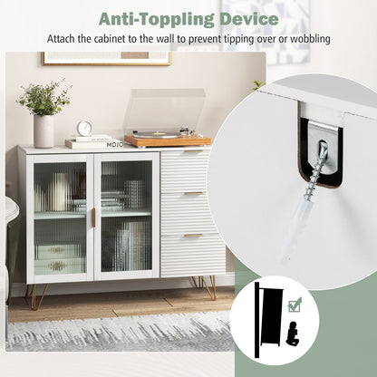 Modern Sideboard Buffet Cabinet with 2 Doors and 3 Drawers for Living Room Dining Room, White Sideboards Cabinets & Buffets at Gallery Canada