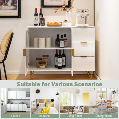 Modern Sideboard Buffet Cabinet with 2 Doors and 3 Drawers for Living Room Dining Room, White Sideboards Cabinets & Buffets at Gallery Canada