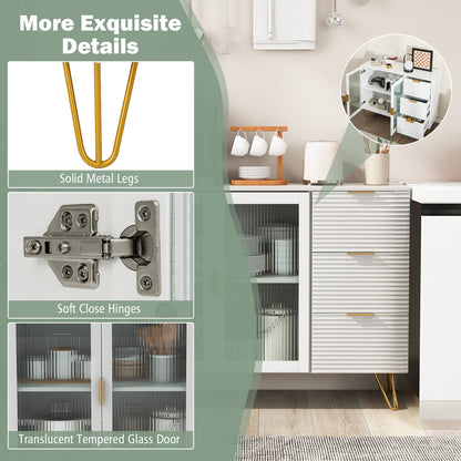 Modern Sideboard Buffet Cabinet with 2 Doors and 3 Drawers for Living Room Dining Room, White Sideboards Cabinets & Buffets at Gallery Canada