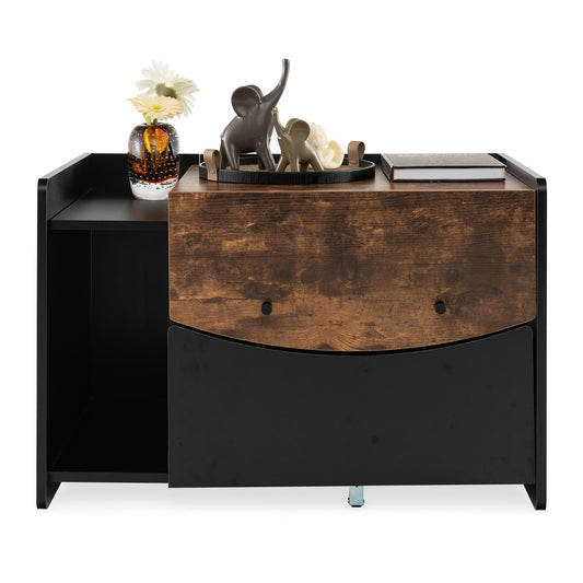 Cat Litter Box Enclosure with Pull-out Drawer, Black Cat Houses Black at Gallery Canada