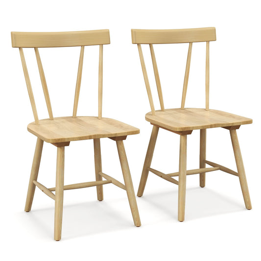 Windsor Style Armless Chairs with Solid Rubber Wood Frame, Natural