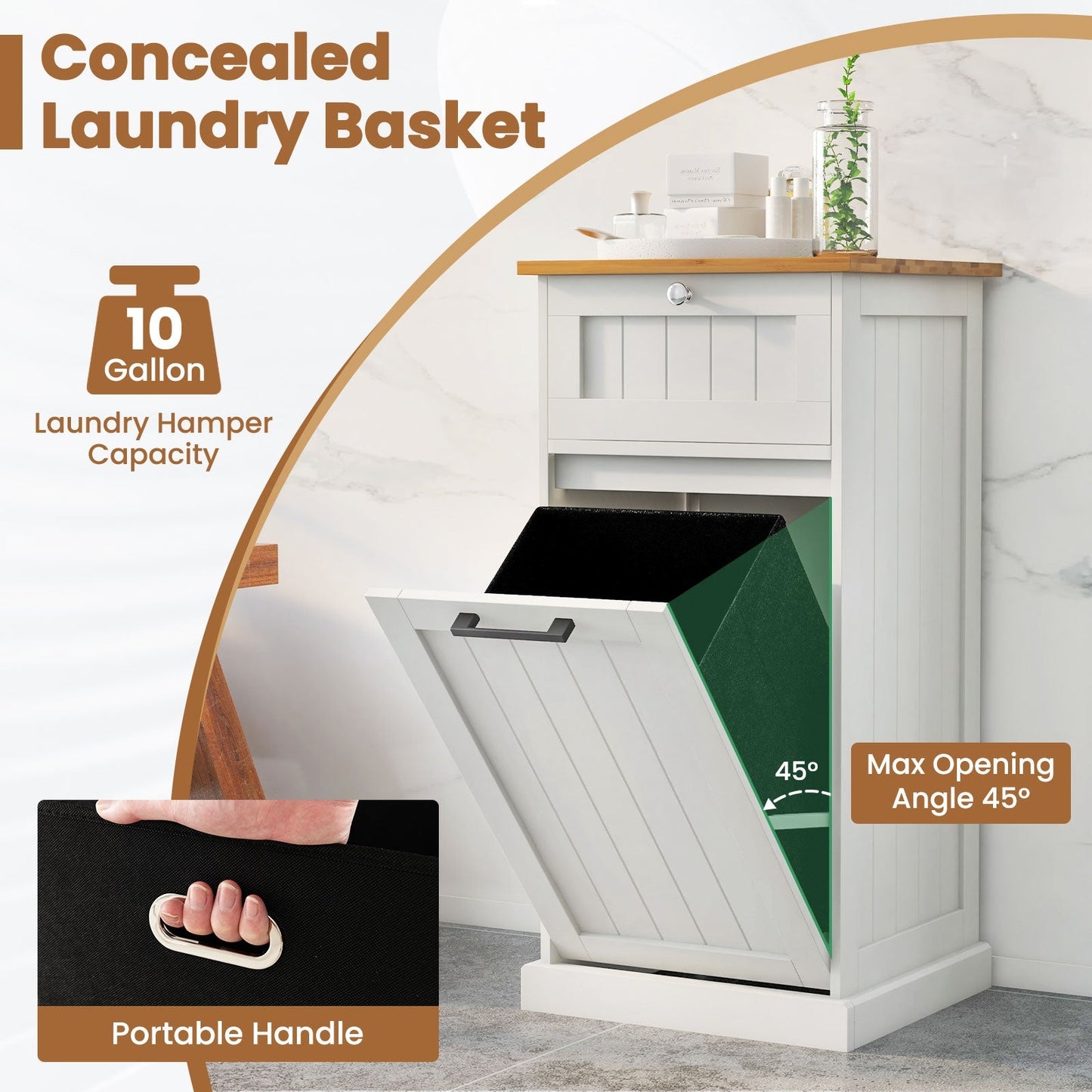 Freestanding Tilt Out Laundry Cabinet with Basket at Gallery Canada