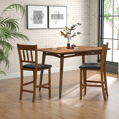 25.5 Inch Counter Height Bar Chair Set of 2 with Backrest Padded Seat, Walnut Dining Chairs at Gallery Canada