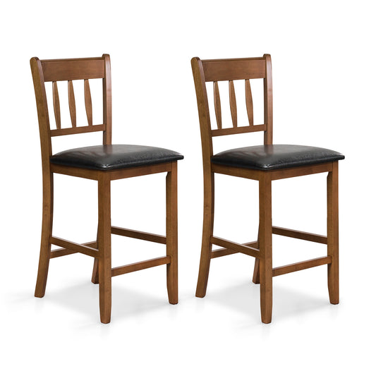 25.5 Inch Counter Height Bar Chair Set, Walnut, Padded Seat With Backrest Dining Chairs Walnut at Gallery Canada