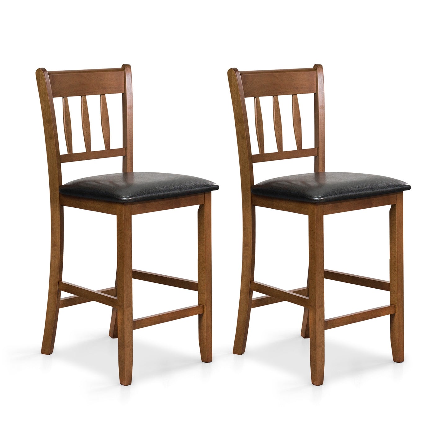 25.5 Inch Counter Height Bar Chair Set of 2 with Backrest Padded Seat, Walnut Dining Chairs at Gallery Canada