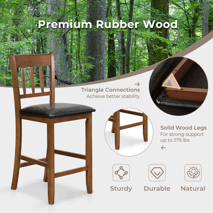 25.5 Inch Counter Height Bar Chair Set of 2 with Backrest Padded Seat, Walnut Dining Chairs at Gallery Canada