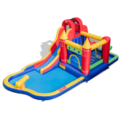 9-in-1 Inflatable Bounce Castle with Water Slide, Splash Pool, Multicolor Bounce House at Gallery Canada