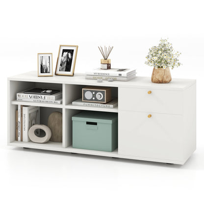 Storage Cabinet TV Console Cabinet with 2 Drawers and 4 Cubes for Entryway, White Entertainment Centers & TV Stands at Gallery Canada