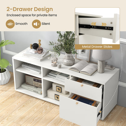 Storage Cabinet TV Console Cabinet with 2 Drawers and 4 Cubes for Entryway, White Entertainment Centers & TV Stands at Gallery Canada