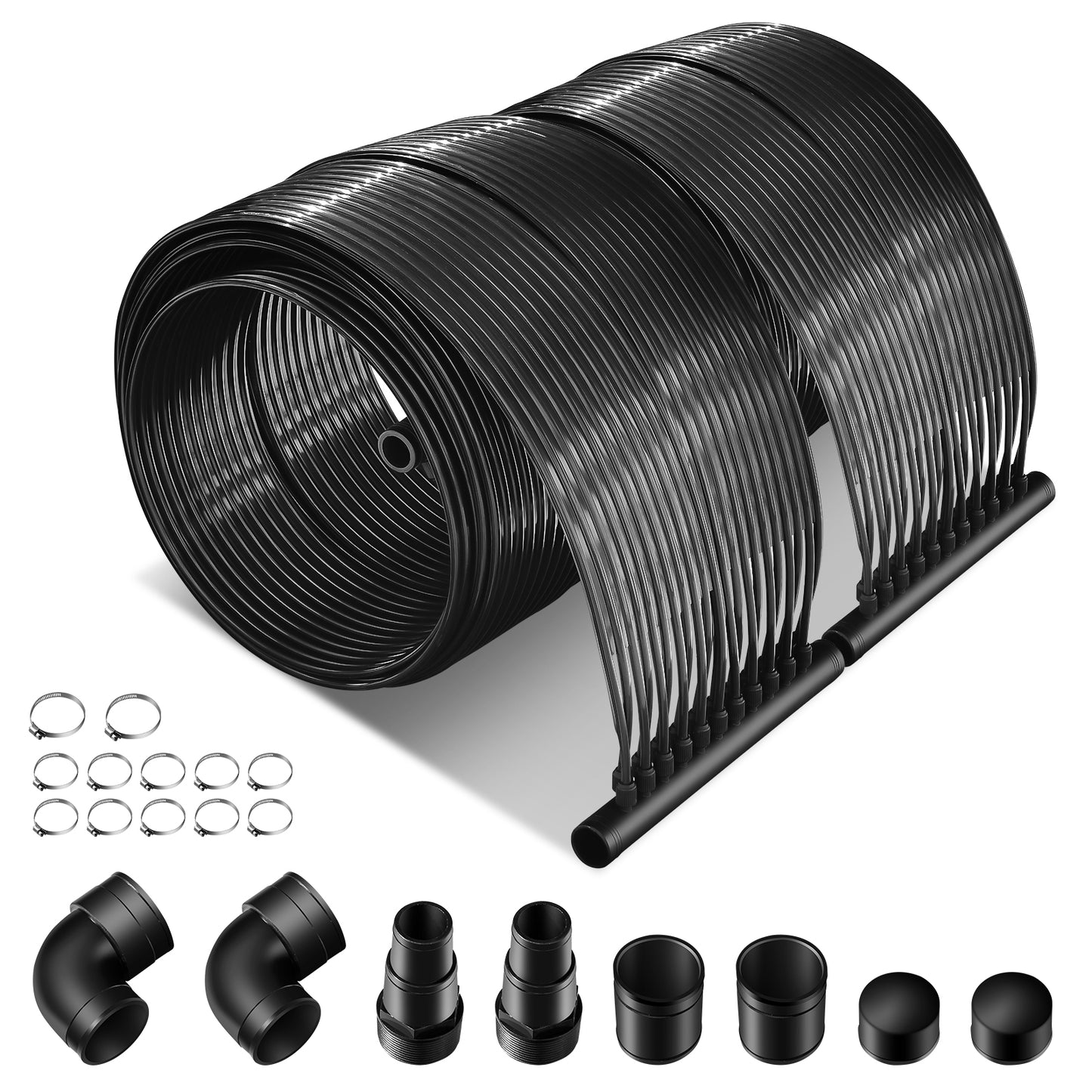 2 Pieces 16.4 Feet Weatherproof Solar Swimming Pool Heating System-M, Black Swimming Pools at Gallery Canada