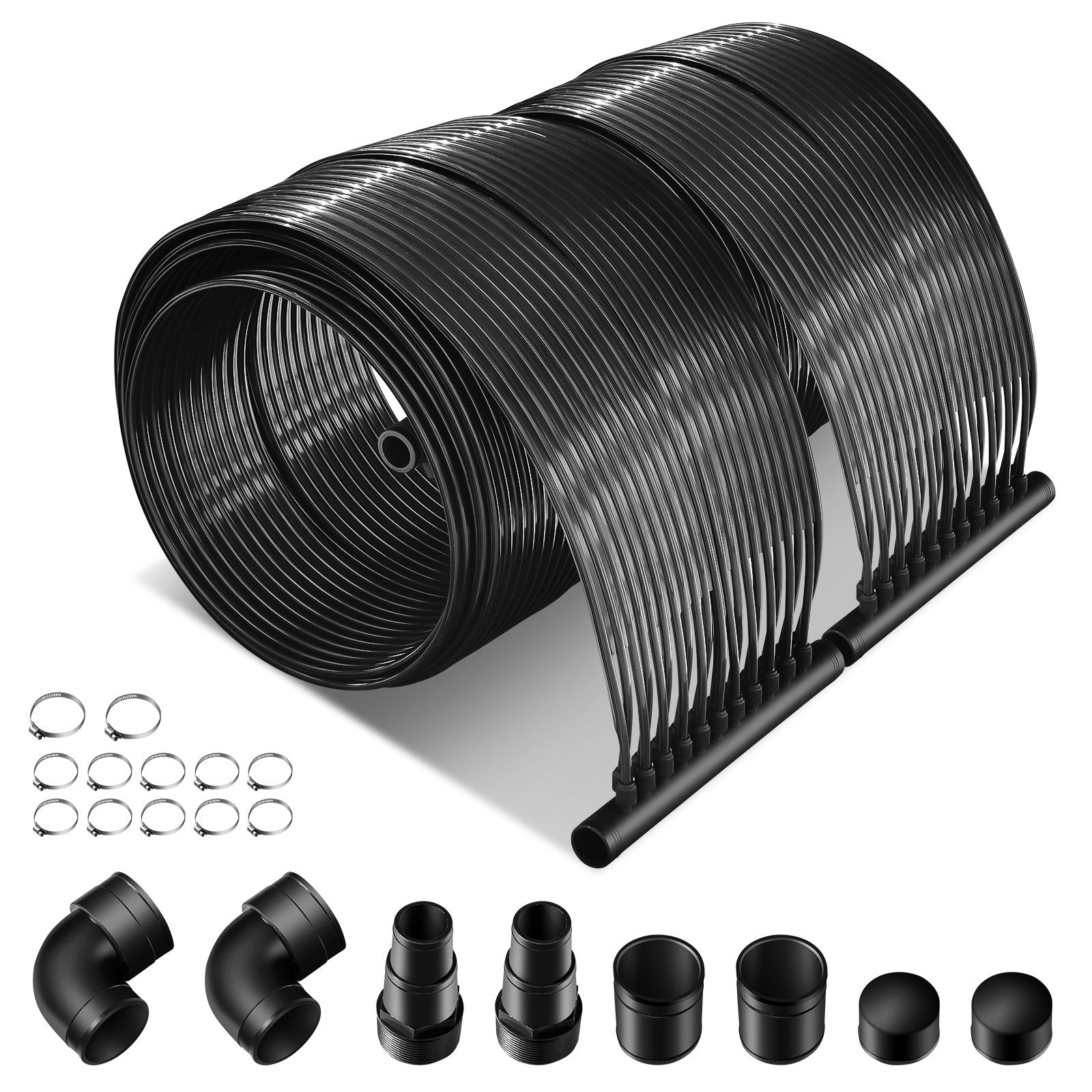 2 Pieces 16.4 Feet Weatherproof Solar Swimming Pool Heating System-M, Black Swimming Pools at Gallery Canada