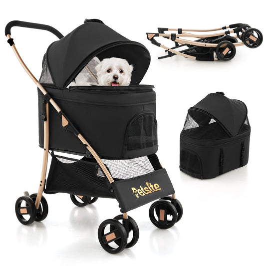 3-In-1 Pet Stroller with Removable Car Seat Carrier, Black Dog Supplies Black at Gallery Canada