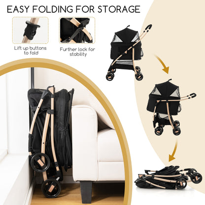 3-In-1 Pet Stroller with Removable Car Seat Carrier, Black Dog Supplies at Gallery Canada