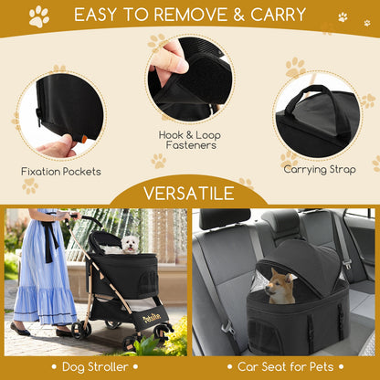 3-In-1 Pet Stroller with Removable Car Seat Carrier, Black Dog Supplies at Gallery Canada