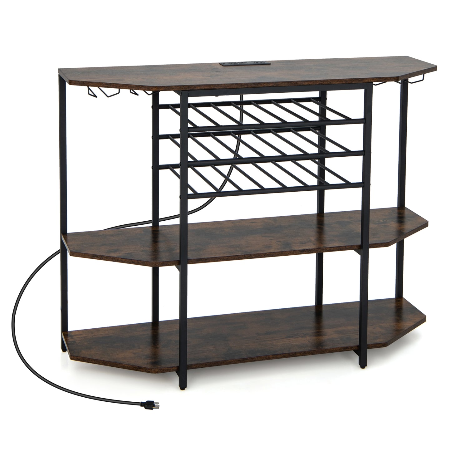 3-Tier Wine Bar Cabinet with Storage Shelves, Brown Wine Racks at Gallery Canada