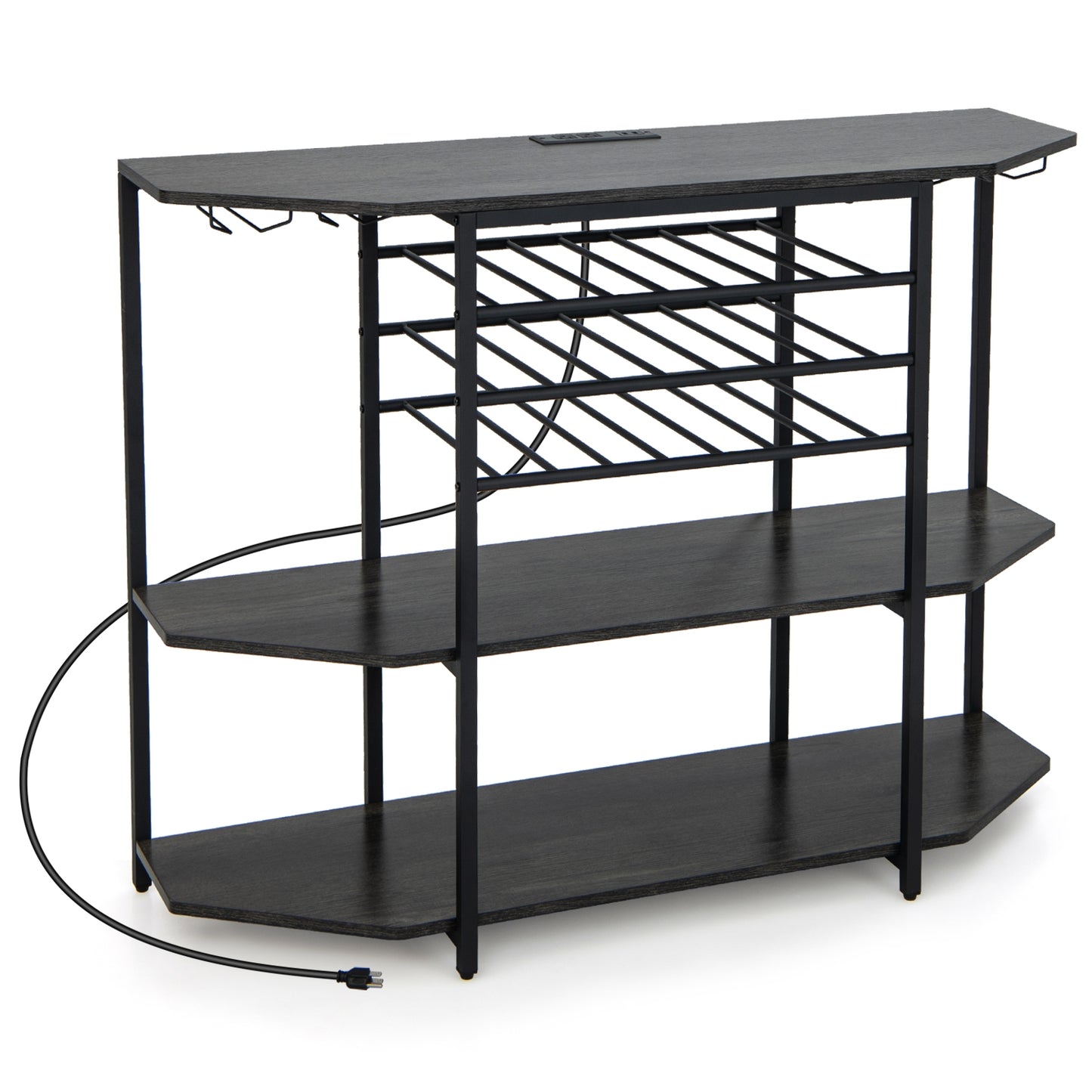 3-Tier Wine Bar Cabinet with Storage Shelves, Gray Wine Racks Gray at Gallery Canada
