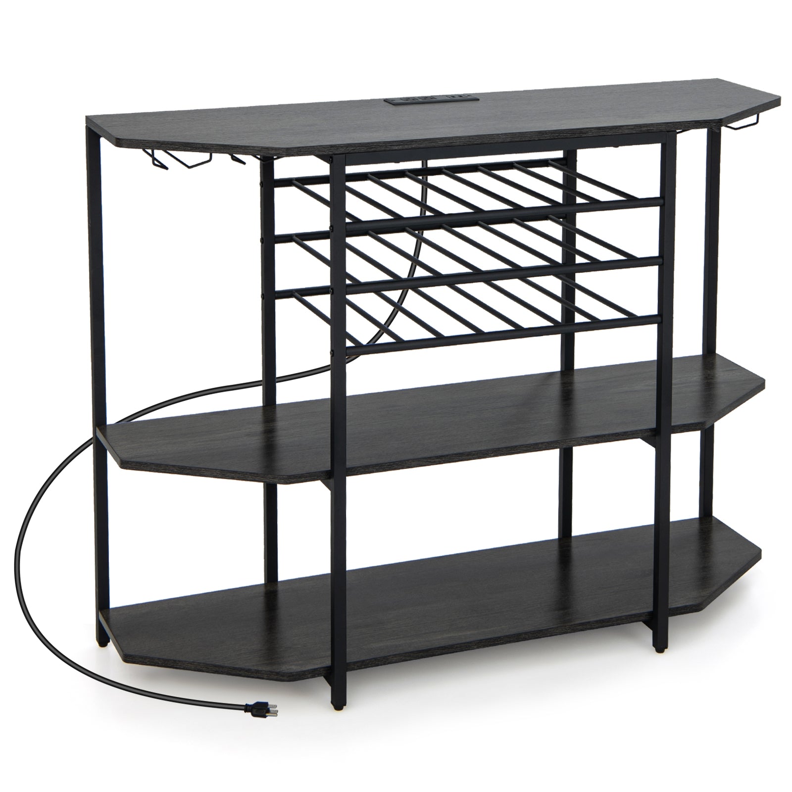 3-Tier Wine Bar Cabinet with Storage Shelves, Gray Wine Racks Gray at Gallery Canada