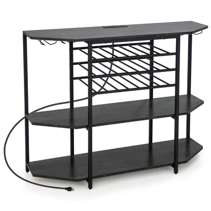 3-Tier Wine Bar Cabinet with Storage Shelves, Gray Wine Racks Gray at Gallery Canada