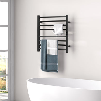 8 Bars Freestanding Wall Mounted Towel Warmer Rack with LED Display, Black Towel Racks at Gallery Canada