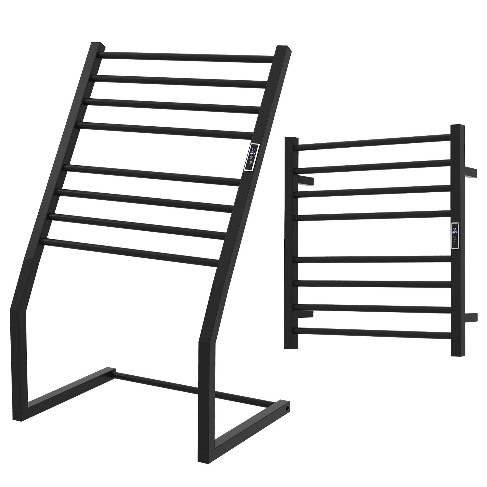 8 Bars Freestanding Wall Mounted Towel Warmer Rack with LED Display, Black Towel Racks at Gallery Canada