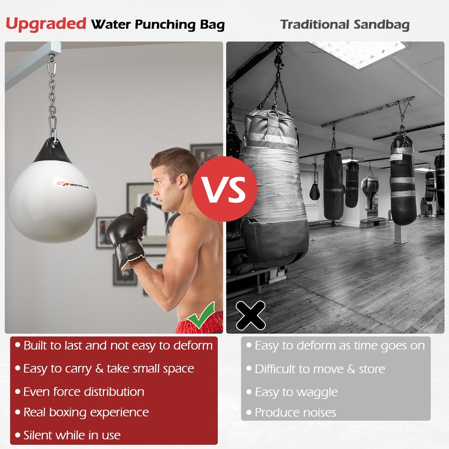 21 Inch Water Punching Bag with Adjustable Metal Chain, White Boxing & Martial Arts at Gallery Canada