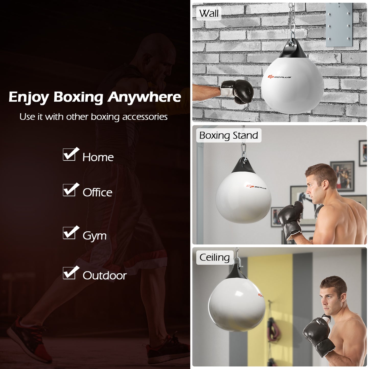 21 Inch Water Punching Bag with Adjustable Metal Chain, White Boxing & Martial Arts at Gallery Canada