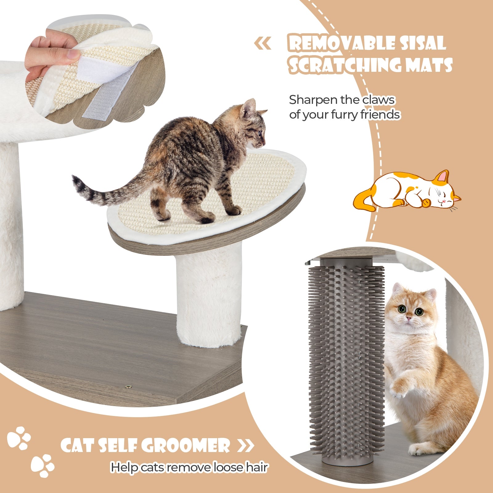 2-in-1 Modern Cat Tower with Litter Box Enclosure for Indoor Cars, Gray Cat Trees Condos & Scratchers at Gallery Canada