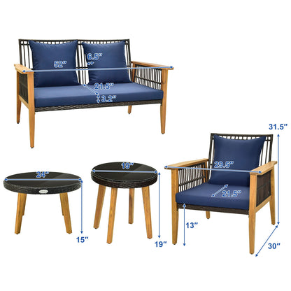 5 Piece Outdoor Conversation Set with 2 Coffee Tables for Backyard Poolside, Navy Patio Conversation Sets at Gallery Canada