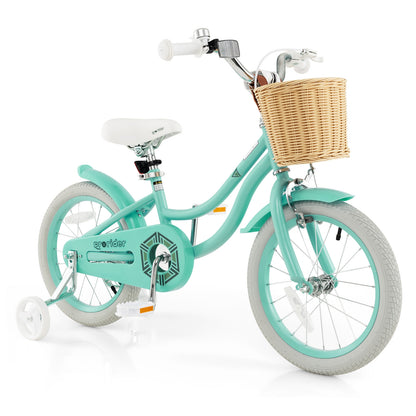 16-Inch Kids Bike with Training Wheels and Adjustable Handlebar Seat, Green Kids Bike at Gallery Canada