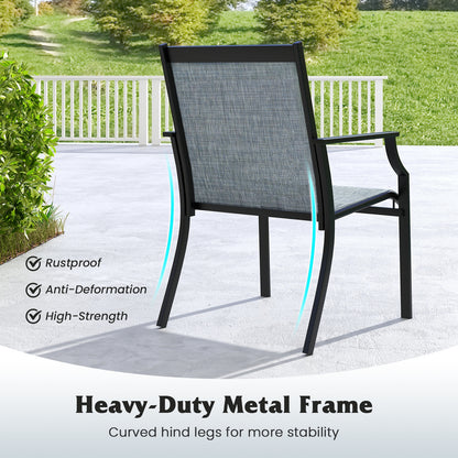 4 Piece Patio Dining Chairs Large Outdoor Chairs with Breathable Seat and Metal Frame, Blue Patio Dining Chairs at Gallery Canada