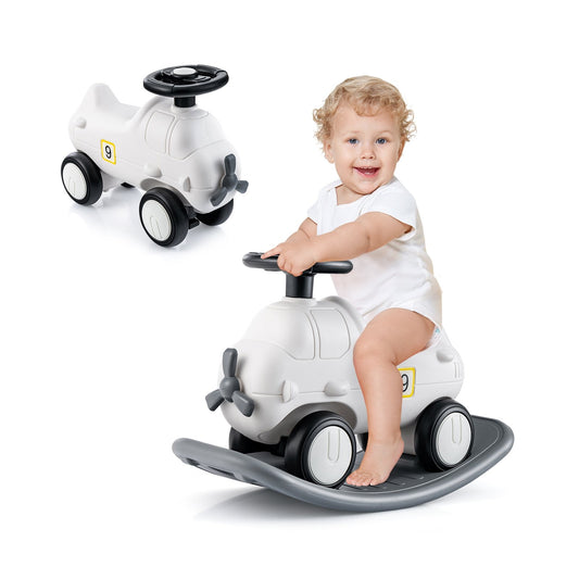 3-in-1 Rocking Horse and Sliding Car with Detachable Balance Board, White - Gallery Canada