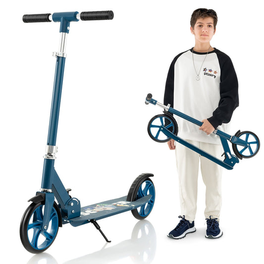 Folding Aluminum Alloy Scooter with 3 Adjustable Heights, Blue - Gallery Canada