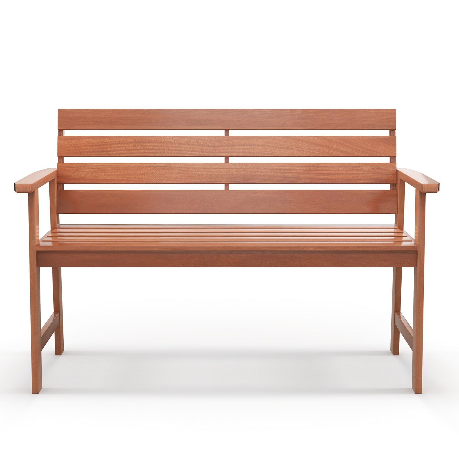 Patio Solid Wood Bench Wood 2-Seat Chair with Breathable Slatted Seat & Inclined Backrest, Natural Outdoor Benches at Gallery Canada