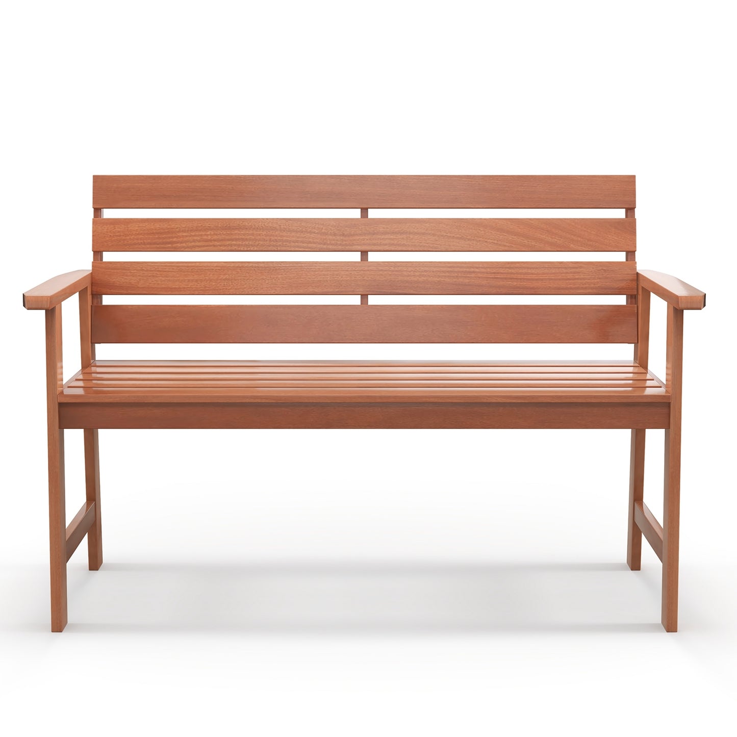 Patio Solid Wood Bench Wood 2-Seat Chair with Breathable Slatted Seat & Inclined Backrest, Natural Outdoor Benches at Gallery Canada