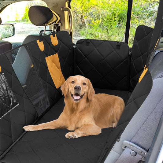 Dog Car Seat Cover Protector for Back Seat with Mesh Windows, Black - Gallery Canada