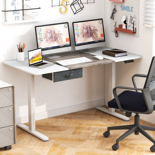 Height Adjustable Electric Standing Desk with USB Charging Port, Gray - Gallery Canada