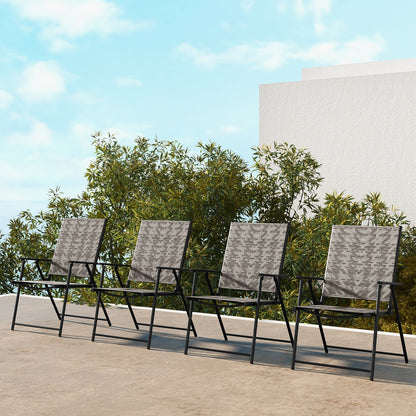 4 Folding Patio Chairs, Armrests, Portable Lawn Chairs, Gray Patio Dining Chairs at Gallery Canada