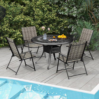 4 Folding Patio Chairs, Armrests, Portable Lawn Chairs, Gray Patio Dining Chairs at Gallery Canada