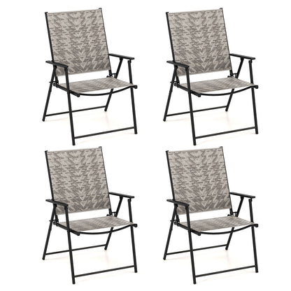 4 Folding Patio Chairs, Armrests, Portable Lawn Chairs, Gray Patio Dining Chairs at Gallery Canada