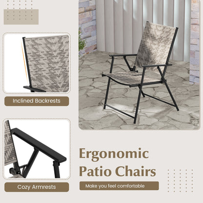 4 Folding Patio Chairs, Armrests, Portable Lawn Chairs, Gray Patio Dining Chairs at Gallery Canada