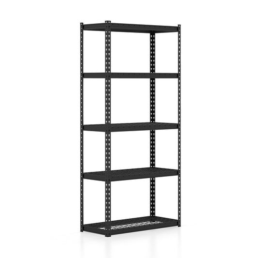5-Tier Metal Shelving Unit with Anti-slip Foot Pad Height Adjustable Shelves for Garage-M, Black - Gallery Canada