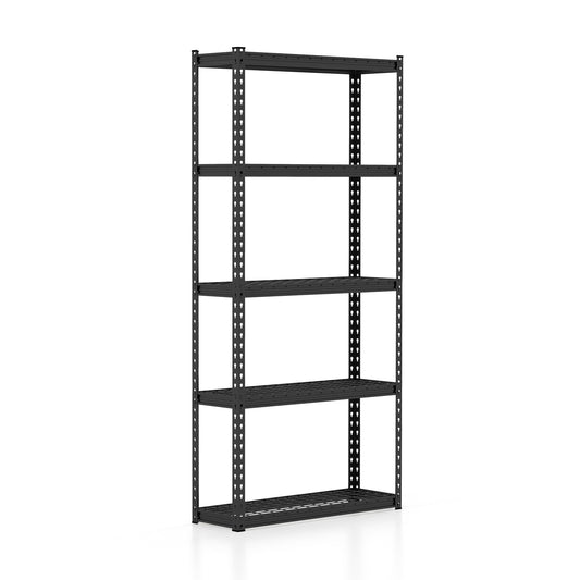 5-Tier Metal Shelving Unit with Anti-slip Foot Pad Height Adjustable Shelves for Garage-S, Black - Gallery Canada