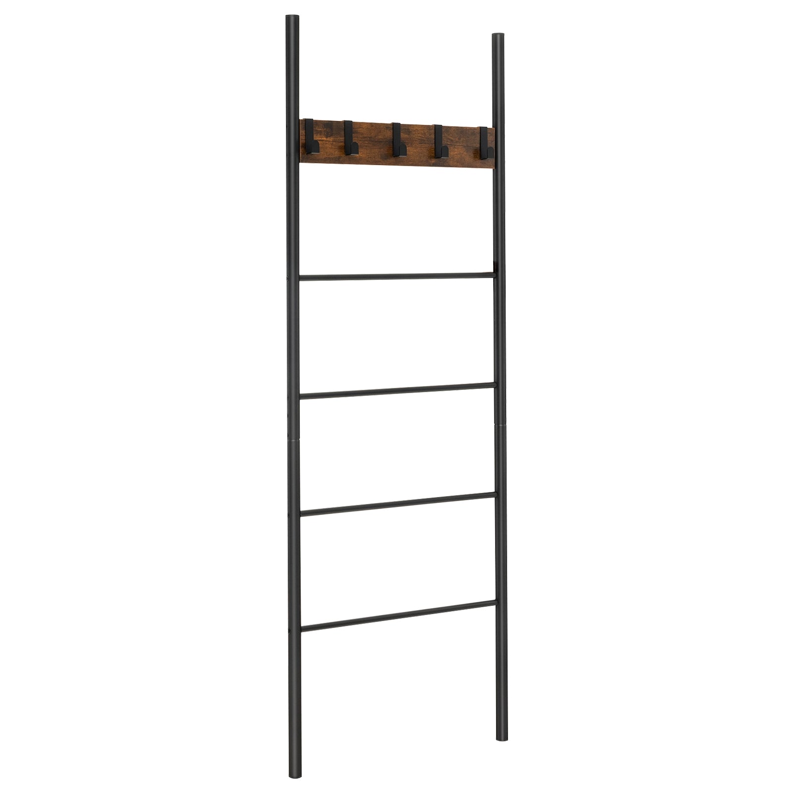 Wall Leaning Blanket Holder, 5 Removable Hooks, Brown Clothing & Closet Storage Rustic Brown at Gallery Canada