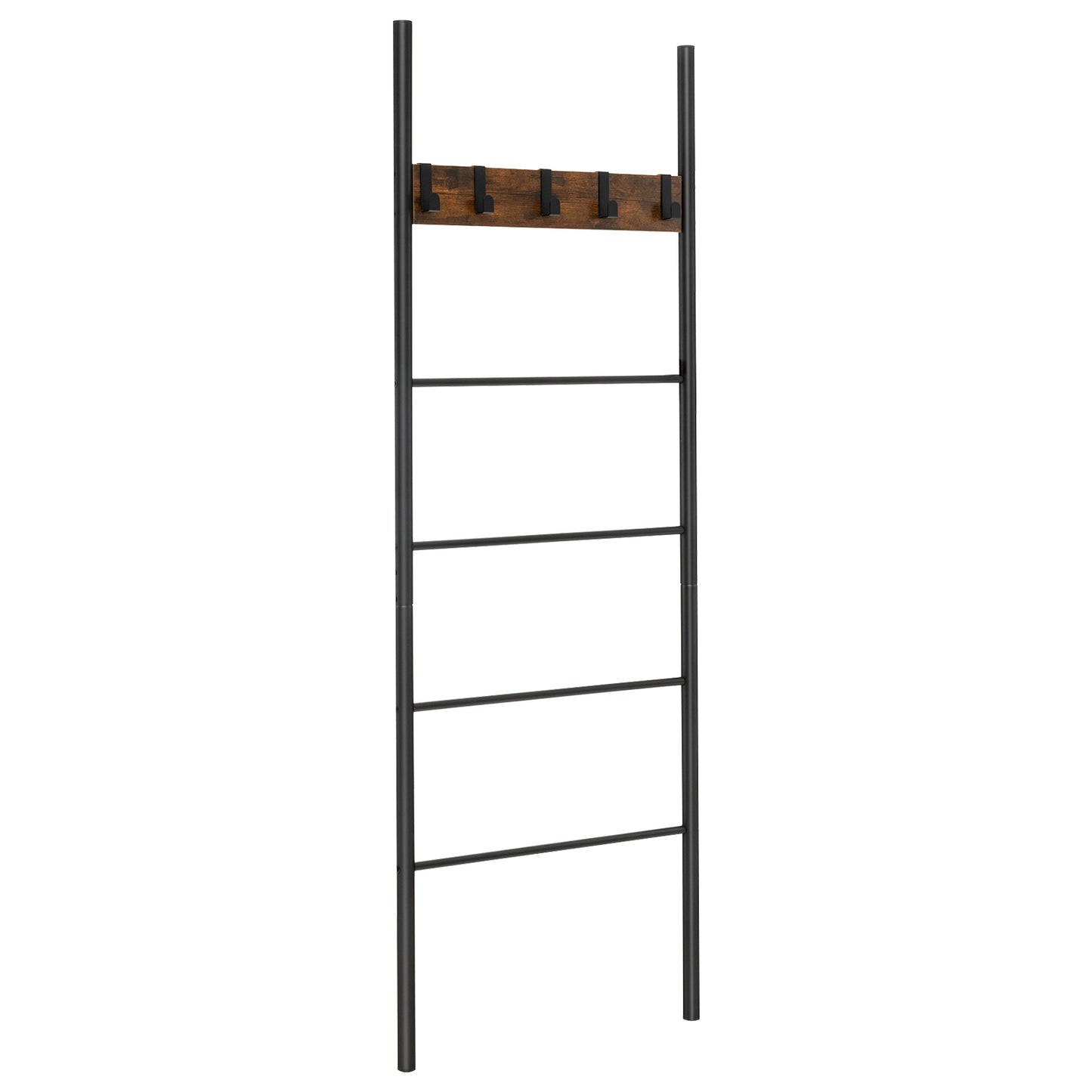 Wall Leaning Blanket Holder, 5 Removable Hooks, Brown Clothing & Closet Storage Rustic Brown at Gallery Canada