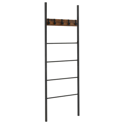 Wall Leaning Blanket Holder, 5 Removable Hooks, Brown Clothing & Closet Storage Rustic Brown at Gallery Canada