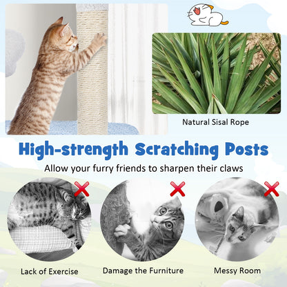 Multi-level Cat Tower with Sisal Covered Scratching Posts, Blue Cat Trees Condos & Scratchers at Gallery Canada