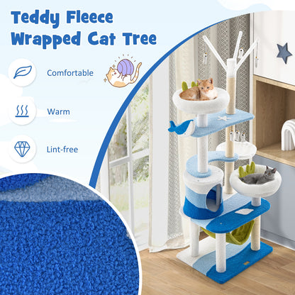 Multi-level Cat Tower with Sisal Covered Scratching Posts, Blue Cat Trees Condos & Scratchers at Gallery Canada